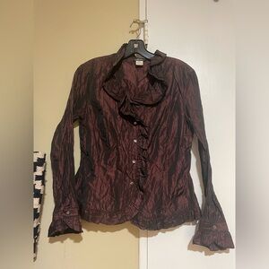 Elegant Burgundy Ruffled Women's Top